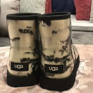 UGG classic marble black and white mini boots